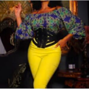 Sylvie Long Sleeve Peasant Top in Daddy Cthulhu Print medium